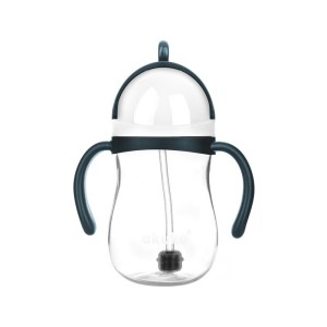 Akuku Blue/Grey A0166 Ποτηράκι Εκπαιδευτικό Με Καλαμάκι 9m+, 280ml
