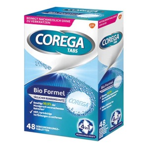 Corega Tabs Bio Formel Καθαριστικά Δισκία Για Τεχνητή Οδοντοστοιχία, 48 Αναβράζοντα Δισκία