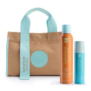 Intermed Promo Pack με Luxurious Sun Care Αντηλιακό Γαλάκτωμα Προσώπου με Προβιοτικά για Λιπαρές Επιδερμίδες SPF 30, 50ml, Antioxidant Sunscreen Invisible Αντηλιακό Spray για Πρόσωπο & Σώμα SPF 30, 200ml & Δώρο Τσάντα Θαλάσσης, 1σετ