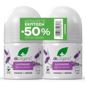 Dr.Organic Promo Aποσμητικό Roll-on με Βιολογική Λεβάντα, 2x50ml