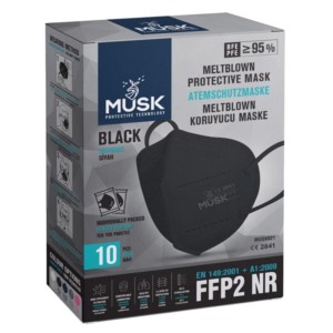 Musk Meltblown Protective Mask FFP2 NR Προστατευτική Μάσκα μιας Χρήσης 10 Τμχ Μαύρο