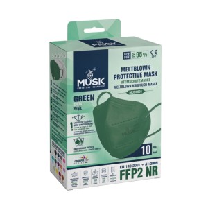 Musk Meltblown Protective Mask FFP2 NR Προστατευτική Μάσκα μιας Χρήσης Πράσινο, 10τμχ