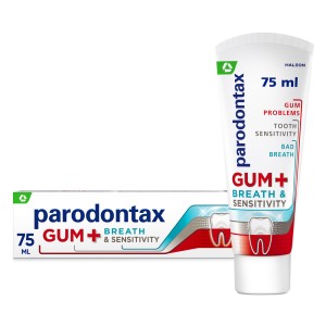 Parodontax Gum + Breath & Sensitivity Οδοντόκρεμα για Υγιή Ούλα & Δροσερή Αναπνοή, 75ml