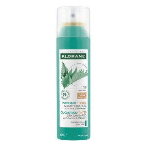 Klorane Dry Shampoo with Nettle & Vitamin E Tinted Ξηρό Σαμπουάν για Λιπαρά Μαλλιά με Τσουκνίδα και Βιταμίνη Ε - Με χρώμα για Σκούρα Μαλλιά, 150ml