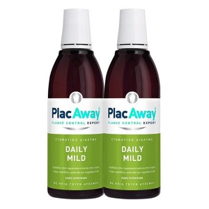 Plac Away Σετ Στοματικής Υγιεινής Daily Mild Care Mouthwash Στοματικό Διάλυμα με Γεύση Δυόσμου, 2x500ml