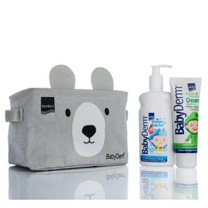 Intermed Promo Gift Box με 2 σε 1 Babyderm  Σαμπουάν & Αφρόλουτρο, 300ml & Babyderm Ενυδατική Κρέμα για Πρόσωπο και Σώμα & 125ml & Καλάθι Αποθήκευσης, 1σετ