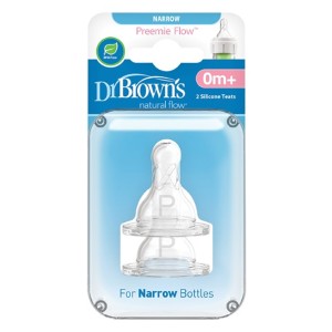 Dr. Browns Natural Flow Preemie Θηλές Σιλικόνης για Μπιμπερό με Στενό Λαιμό για Πρόωρα Βρέφη 0m+, 2τμχ