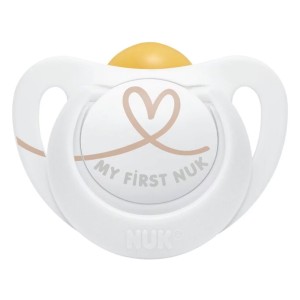 Nuk Star Ορθοδοντική Πιπίλα Latex Λευκή με Σιέλ Κρίκο 0-6m, 1τμχ