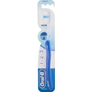 Oral-B 1-2-3 Indicator 35 Medium Χειροκίνητη Οδοντόβουρτσα Μέτρια Γαλάζια, 1τμχ
