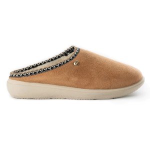Comfort Way Υφασμάτινες Suede Κάμελ Παντόφλες Σπιτιού, 1ζευγάρι