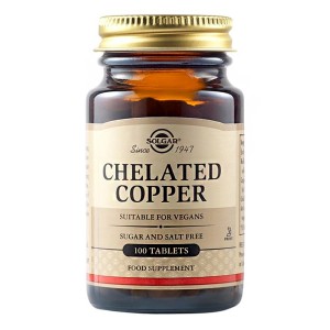 Solgar Chelated Copper Συμπλήρωμα Διατροφής Χαλκού για την Καλή Υγεία Οστών, Δέρματος & Μαλλιών, 100 tabs