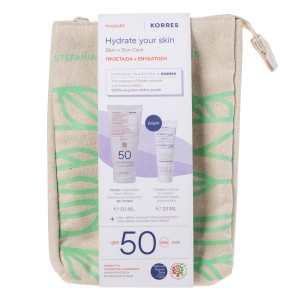 Korres Σετ Yoghurt Αντηλιακή Κρέμα Προσώπου Με Χρώμα Spf50, 50ml & Δώρο Yoghurt Αφρώδης Κρέμα Καθαρισμού, 20ml & Νεσεσέρ, 1τμχ