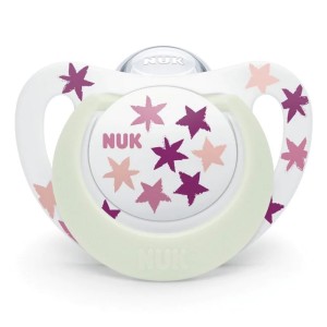 Nuk Star Νight Ορθοδοντική Πιπίλα Σιλικόνης με Θήκη 6-18m Σιέλ Αστεράκια, 1τμχ