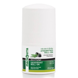 Macrovita Αποσμητικό Roll-Οn Energy for Men με Λάδι Ελιάς & Τζιντζερ, 50ml