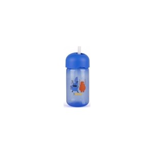Suavinex Παγουρι με καλαμάκι Σιλικονης Booo! 340ml Μπλε