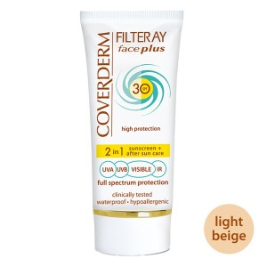 Coverderm Filteray Face Plus 2 in 1 Light Beige Αντηλιακή Κρέμα Προσώπου & After Sun για Ξηρές/Ευαίσθητες Επιδερμίδες SPF30, 50ml