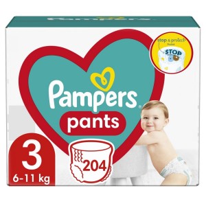 Pampers Pants No.3 Monthly Pack (6-11kg) Βρεφικές Πάνες Βρακάκι, 204τμχ