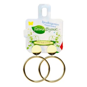 Farma Bijoux Υποαλλεργικά Σκουλαρίκια Χρυσοί Κρίκοι με Στρόγγυλη Βάση 30m, 1 ζευγάρι