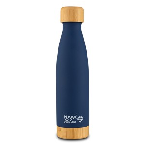 Nava Θερμός Μπουκάλι Ανοξείδωτο Bamboo "We Care" Μπλε Σκούρο, 500ml