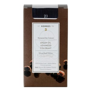 Korres Argan Oil Advanced Colorant Μόνιμη Βαφή Μαλλιών 2.1 Μαύρο Μπλε, 50ml