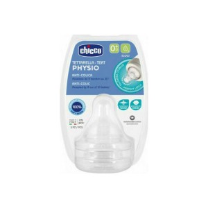 Chicco Physio Teat Anti-Colic Θηλή Σιλικόνης Αργής Ροής 0m+, 2τεμ