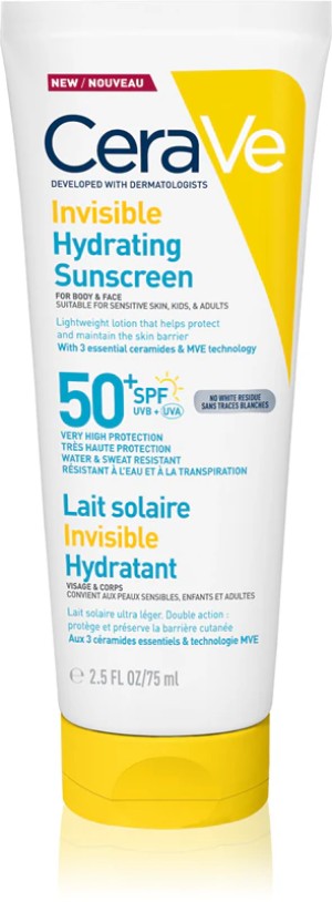 CeraVe Invisible Hydrating Αδιάβροχη Αντηλιακή Λοσιόν Προσώπου & Σώματος SPF50+ 75ml