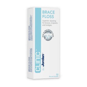 Jordan Clinic Brace Floss Οδοντικό Νήμα Ιδανικό για Σιδεράκια, Γέφυρες & Εμφυτεύματα, 50τμχ