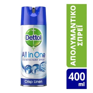 Dettol All In One Crisp Linen Απολυμαντικό Σπρέι, 400ml