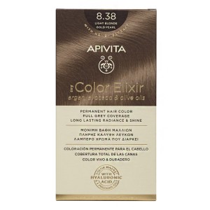 Apivita My Color Elixir Μόνιμη Βαφή Μαλλιών 8.38 Ξανθό Ανοιχτό Μελί Περλέ, 1τμχ