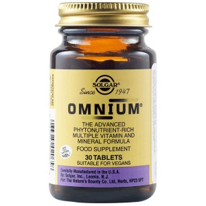 Solgar Omnium Πολυβιταμίνη για Ενέργεια, Τόνωση & Αντιοξειδωτική Προστασία, 30tabs