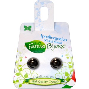Farma Bijoux Υποαλλεργικά Σκουλαρίκια Μαύρη Πέρλα 8mm, 1 ζευγάρι