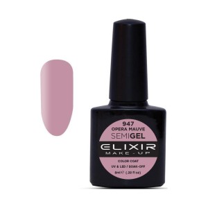 Elixir Make-up Semi Gel Ημιμόνιμο Επαγγελματικό Βερνίκι Νυχιών Νο947 Opera Mauve, 8ml