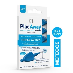 Plac Away Triple Action Μεσοδόντια Βουρτσάκια 0.6mm ISO 3, 6τμχ