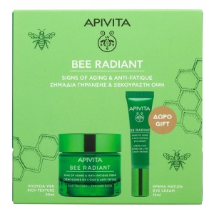 Apivita Promo Bee Radiant Κρέμα Πλούσιας Υφής για Σημάδια Γήρανσης & Ξεκούραστη Όψη με Λευκή Παιώνια, 50ml & ΔΩΡΟ Bee Radiant Κρέμα Ματιών, 15ml