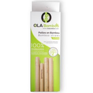 Ola Bamboo Bamboo Straws Επαναχρησιμοποιούμενα Καλαμάκια από Μπαμπού, 12τμχ