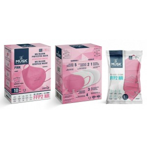 Musk Meltblown Protective Mask FFP2 NR Προστατευτική Μάσκα μιας Χρήσης 10 Τμχ,Ροζ
