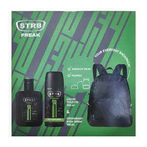 STR8 Freak Eau De toilette 100ml, Αποσμητικό 150ml & Σακίδιο Πλάτης