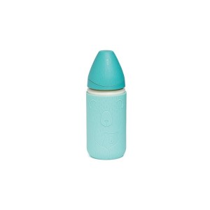 Suavinex γυάλινο Μπιμπερό U 3P +0m Με θηλή Σιλικόνης REF.3303003 Γαλάζιο 240ml