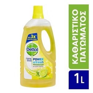 Dettol Power & Fresh Αντιβακτηριδιακό Καθαριστικό Πατώματος Λεμόνι, 1lt