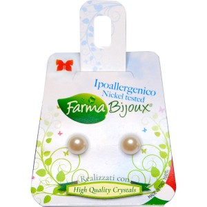 Farma Bijoux Υποαλλεργικά Σκουλαρίκια Cream Rose Πέρλα 6mm, 1 ζευγάρι