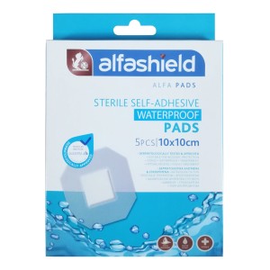 Alfashield Sterile Self Adhesive Waterproof Pads Αδιάβροχα Αποστειρωμένα Αυτοκόλλητα Επιθέματα 10Χ10cm, 5τμχ