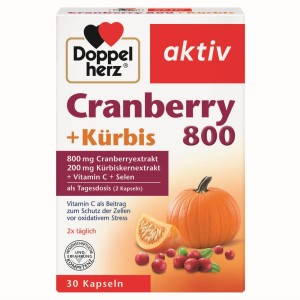Doppelherz Aktiv Cranberry 800 + Pumpkin Διατροφικό Συμπλήρωμα με Cranberry & Σπόρων Κολοκύθας, 30 κάψουλες