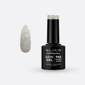 Elixir Make-up Semi Gel Ημιμόνιμο Επαγγελματικό Βερνίκι Νυχιών Νο942 Luxury Silver, 8ml