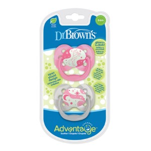 Dr Browns Πιπίλα Advantage Σιλικόνης Νυκτός 0-6m Ρόζ, 2τμχ