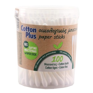 COTTON PLUS ΩΤΟΚΑΘΑΡΙΣΤΕΣ 100τεμ. - (FLAT BAZAKI) (PAPER STICK)