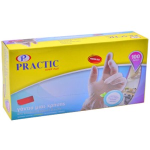 PRACTIC ΓΑΝΤΙΑ ΒΙΝΥΛΙΟΥ ΑΠΟΥΔΡΑΡΙΣΤΑ (100τεμ.) - (LARGE) (ΔΙΑΦΑΝΑ)